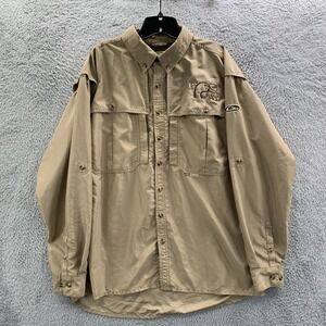 Drake Waterfowl Systems Shirt Mens Size Large Button Up Beige